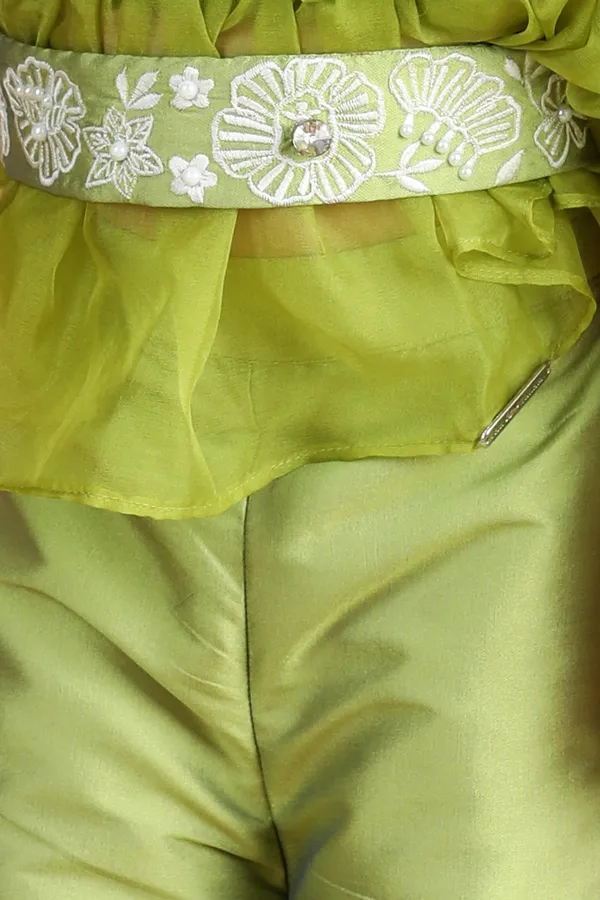 Organza_Top_With_Embroided_Pants_And_Belt_Embellished_With_Stone_And_Perls_Green
