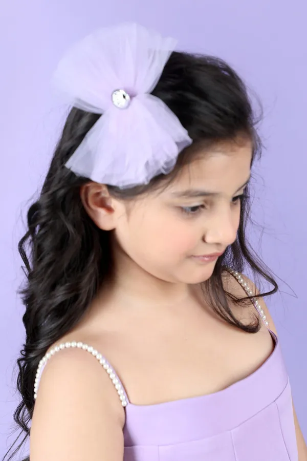 A_Line_Dress_Embllished_With_Bow_All_Over_The_Flair_Lilac