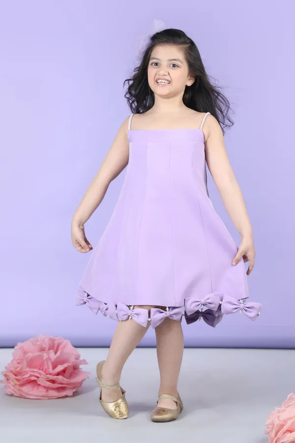 A_Line_Dress_Embllished_With_Bow_All_Over_The_Flair_Lilac