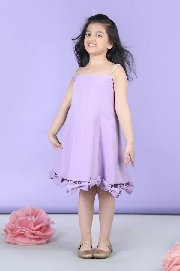 A_Line_Dress_Embllished_With_Bow_All_Over_The_Flair_Lilac
