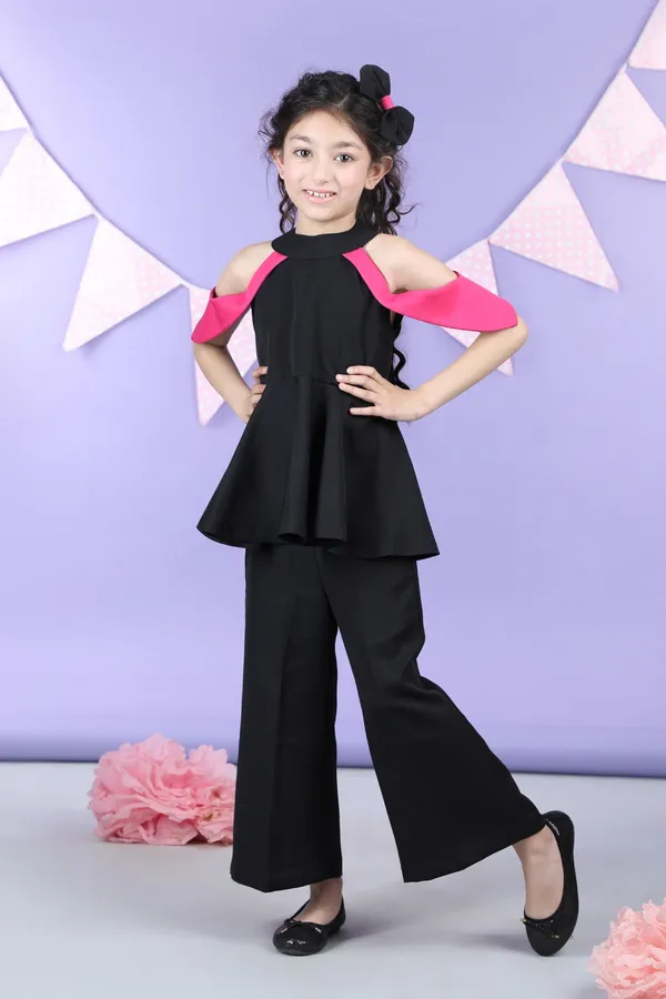 Peplum_Top_With_Shoulder_Cut_Flaps_Accompanied_With_Pants_Black