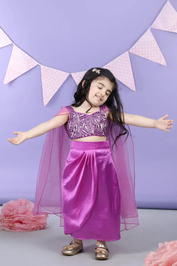 Heavy_Embroidered_Top_With_Dhoti_Style_Skirt_Purple