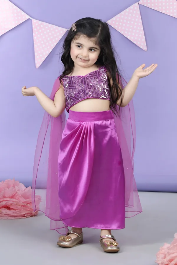 Heavy_Embroidered_Top_With_Dhoti_Style_Skirt_Purple