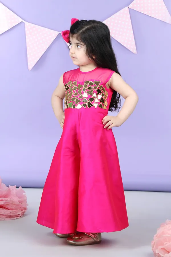 Jumpsuit_Embllished_With_Mirror_Acrylic_Bordered_With_Golder_Beads_Hot_Pink