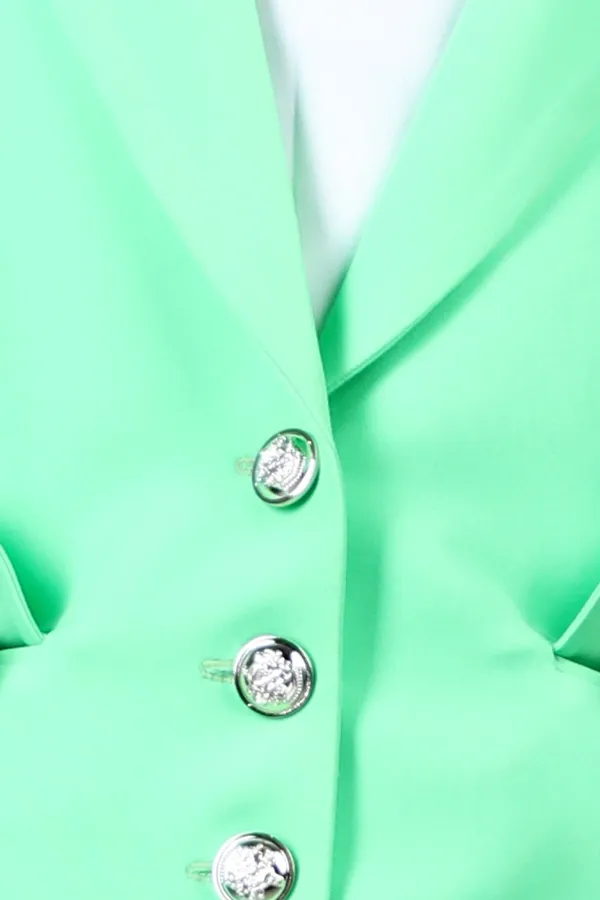 Trendy_Coat_Style_Dress_With_Puff_Sleeves_And_Inner_Mint_Green