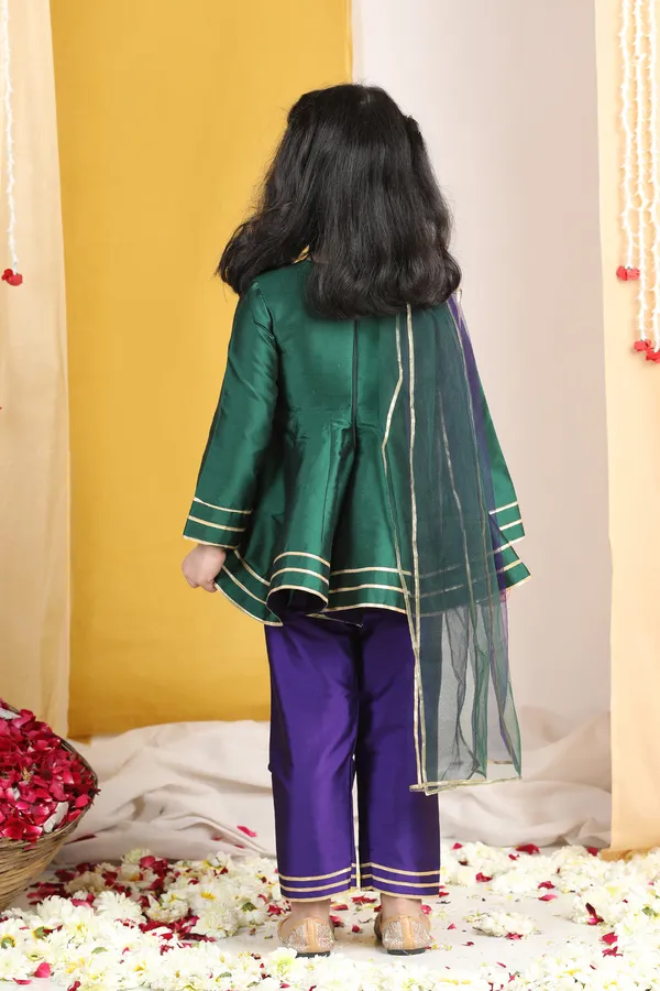 Peplum_Suit_With_Embroidery_On_Yoke_Green_N_Purple