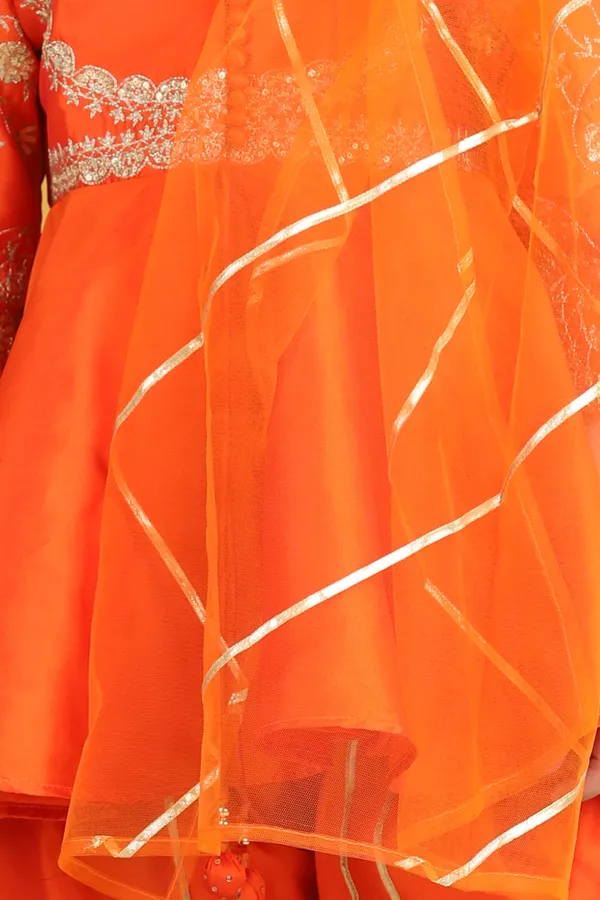 Girl_Peplum_Suit_With_Embroidery_Orange