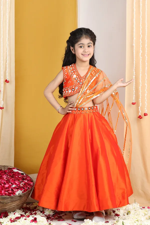 Hand_Emboidery_Blouse_With_Attach_Dupatta_Orange