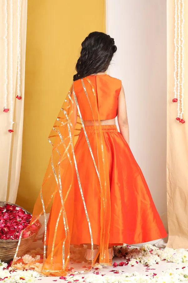 Hand_Emboidery_Blouse_With_Attach_Dupatta_Orange