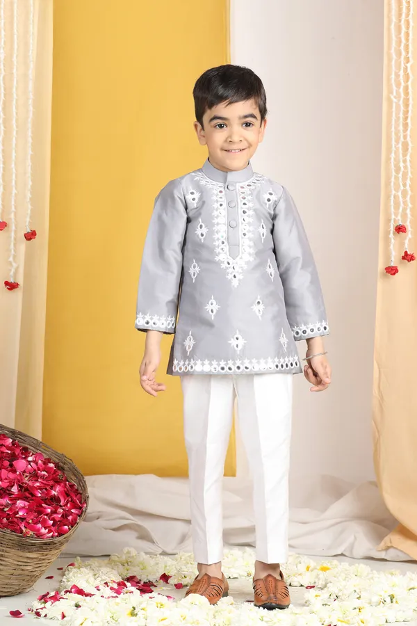 Thread_Embroidery_Kurta_With_Pajama_Grey