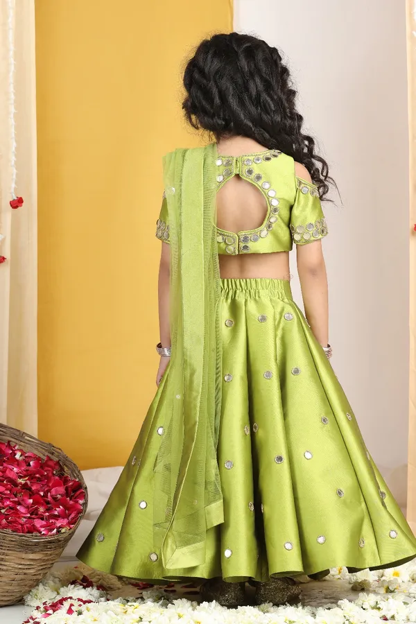 Mirror_Work_Lehenga_N_Blouse_Work_With_Dupatta_Green