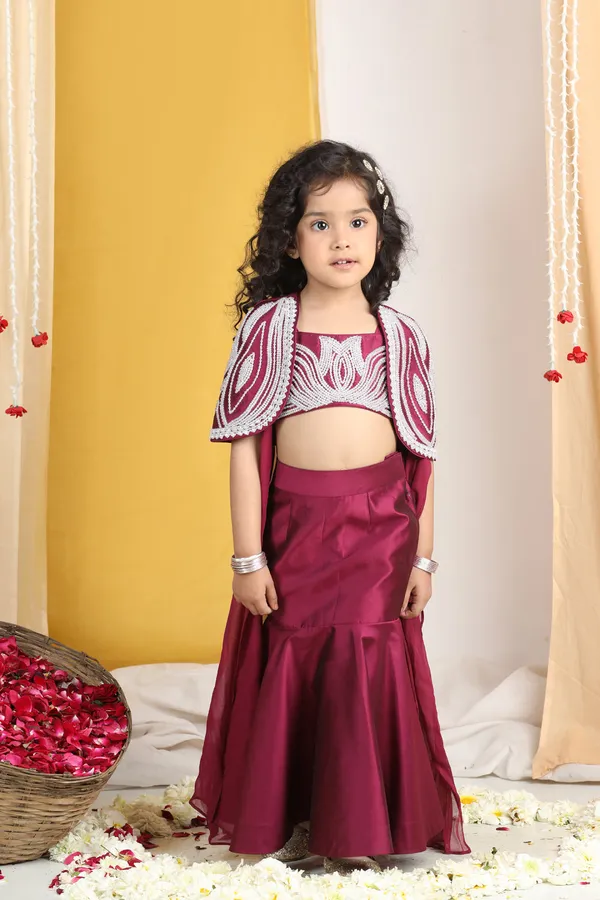 Moti_Hand_Work_On_Cape_N_Blouse_With_Fish_Cut_Lehenga_Maroon