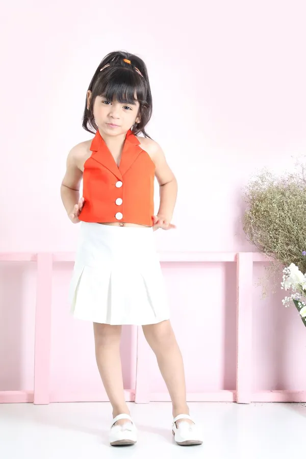 Halter_Waistcoat_And_Skirt_Orange