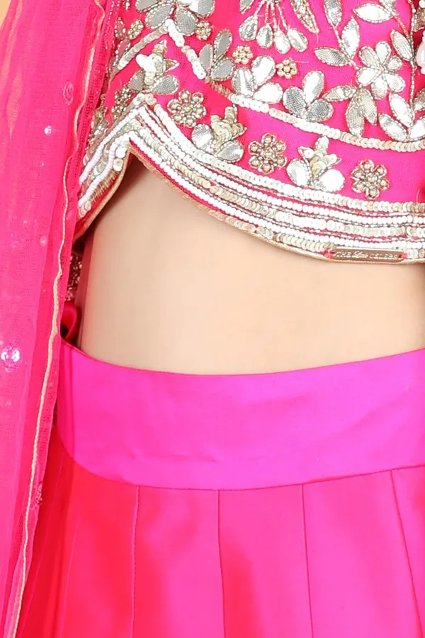 Silk_Lehenga_And_Blouse_With_Gota_Embroidery_Hot_Pink