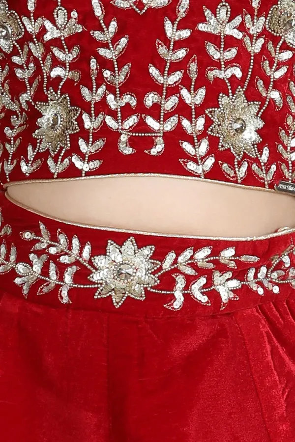 Velvet_Lehenga_With_Embroidery_Maroon