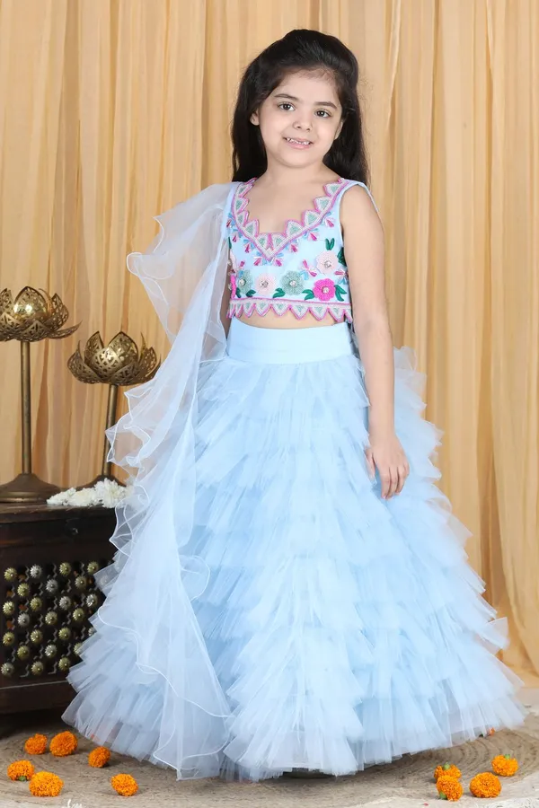 Handwork_Blouse_And_Tulle_Lehenga_Sky_Blue