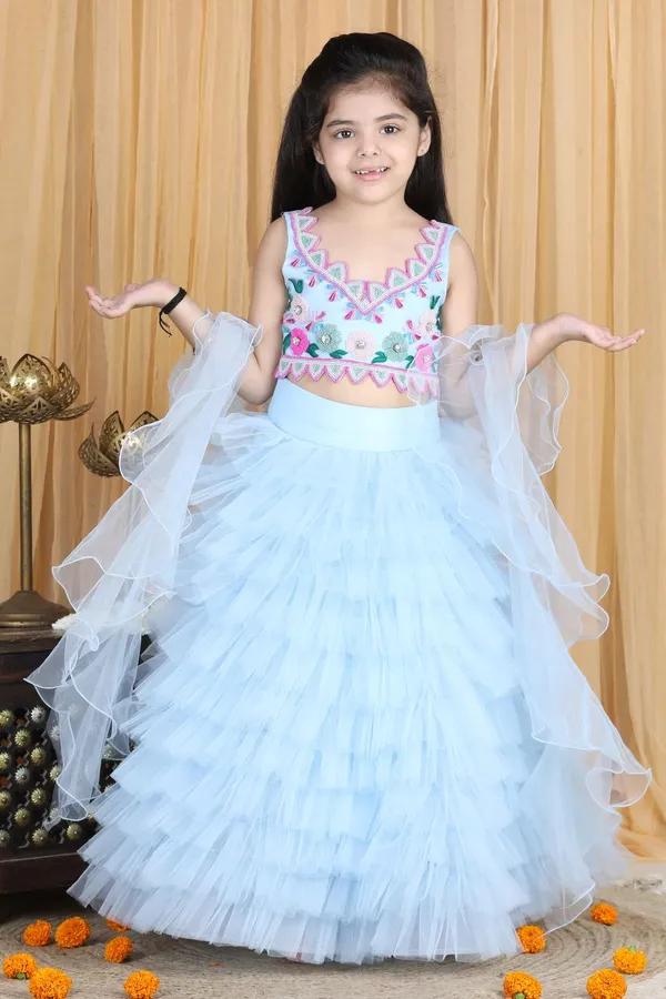 Handwork_Blouse_And_Tulle_Lehenga_Sky_Blue