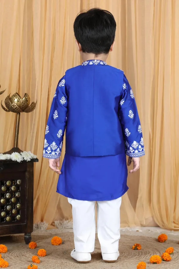 Kurta_Pajama_And_Sleeveless_Jacket_Electric_Blue