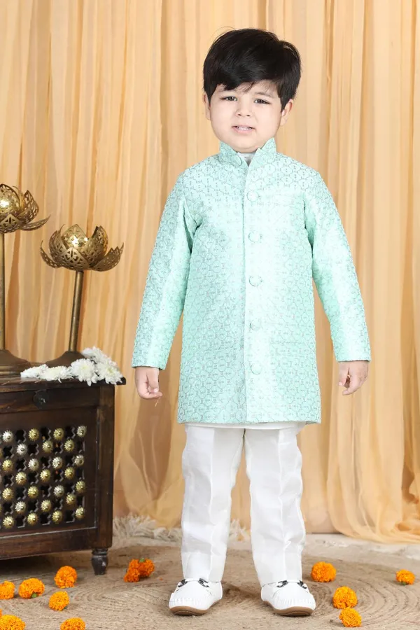 Sherwani_With_Slim_Fit_Pajama_Sea_Green