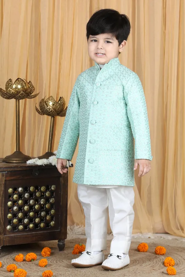 Sherwani_With_Slim_Fit_Pajama_Sea_Green