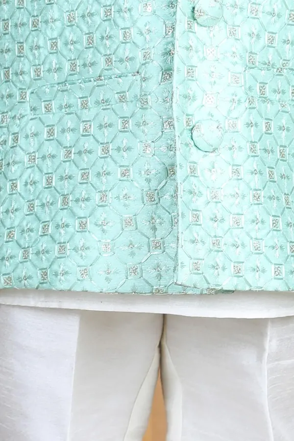 Sherwani_With_Slim_Fit_Pajama_Sea_Green