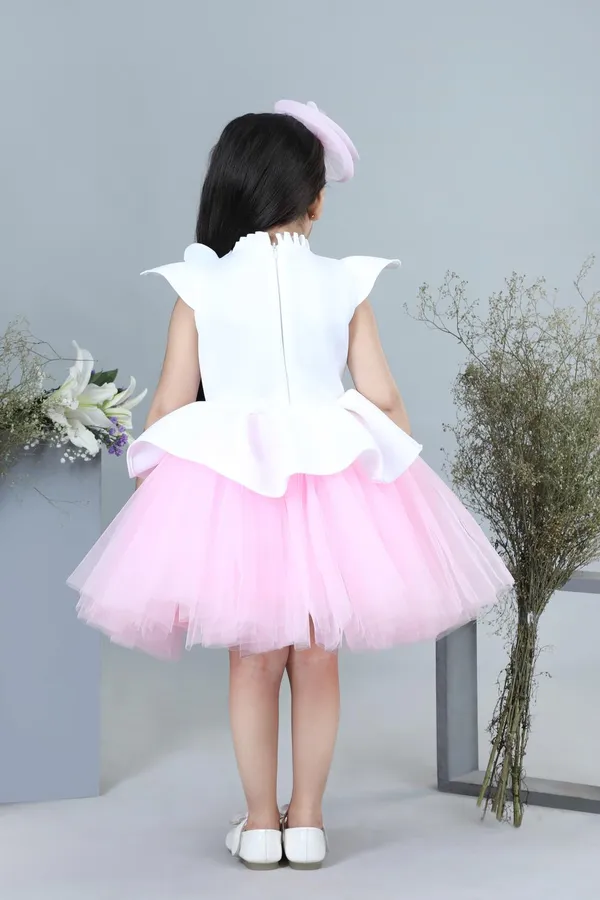 White_Dress_With_3d_Flowers_White