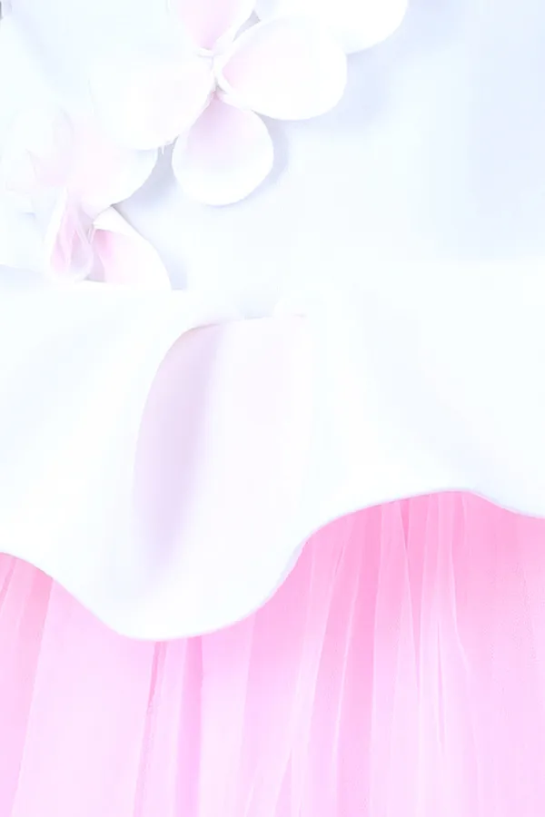 White_Dress_With_3d_Flowers_White