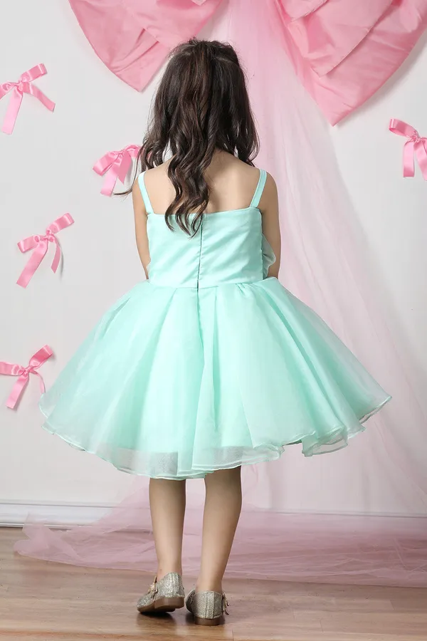 Green_Net_Dress_With_3d_Flowers_And_Flare_Green