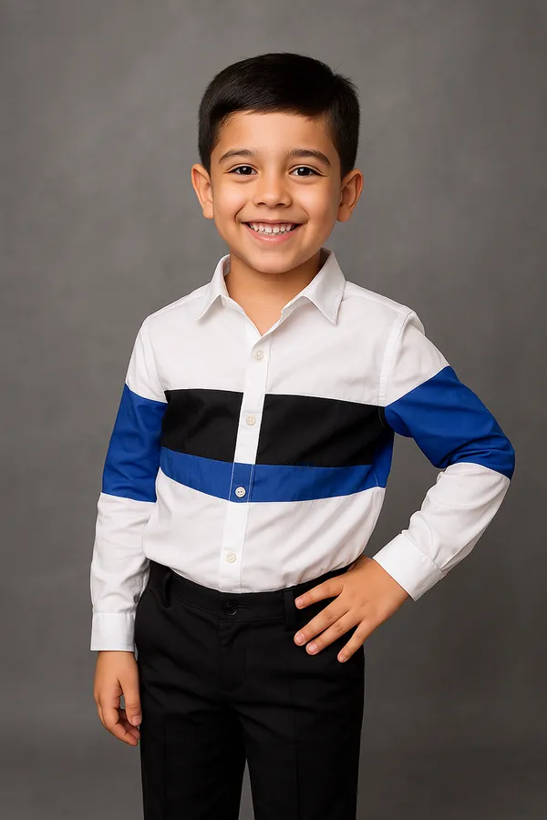 White_And_Blue_Cotton_Shirt_With_Color_Block_White_And_Blue