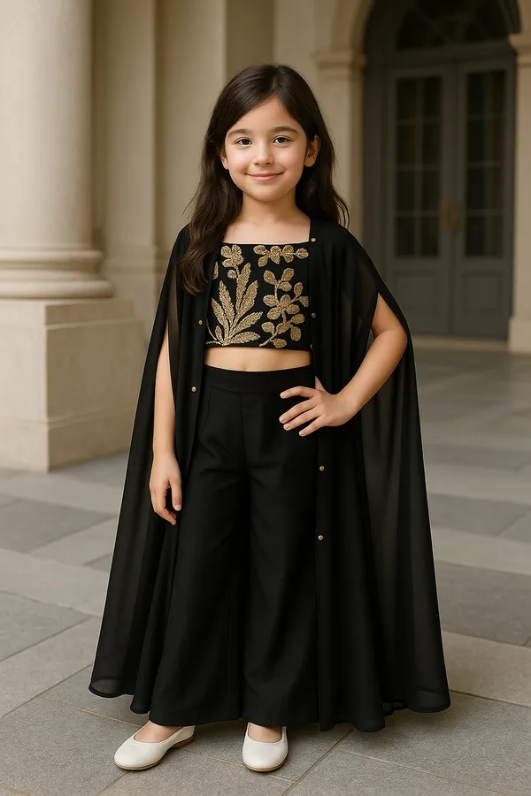 Black_Plazzo_Set_With_Cape_Black