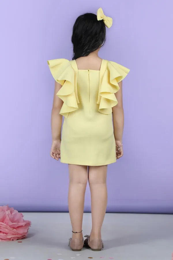 A_Line_Dress_Embllished_With_Wavy_Flaps_Yellow