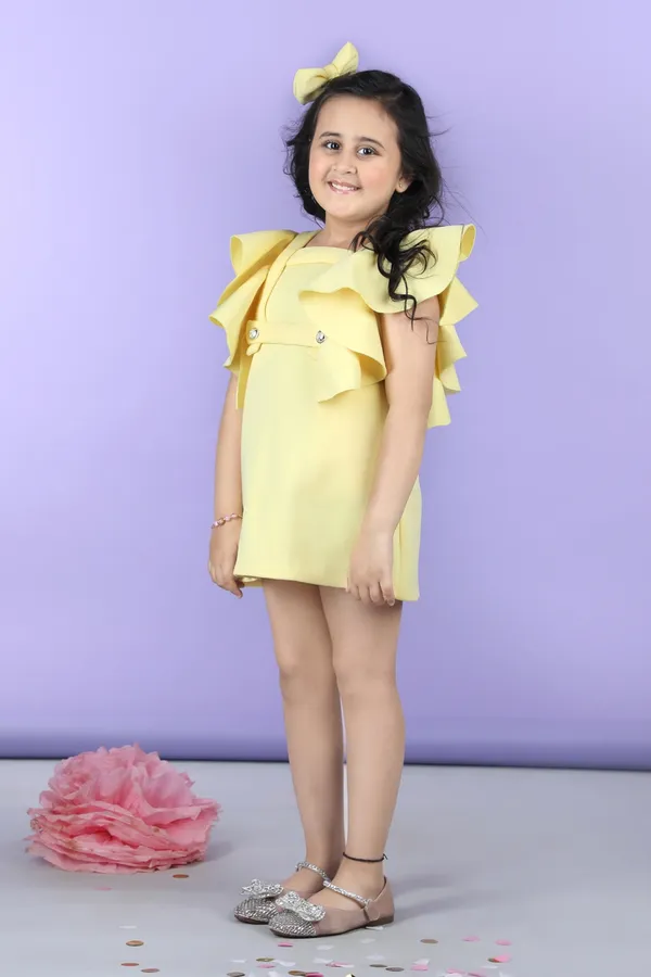 A_Line_Dress_Embllished_With_Wavy_Flaps_Yellow
