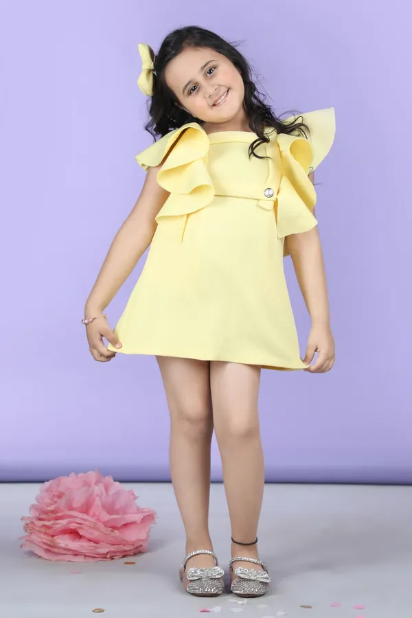 A_Line_Dress_Embllished_With_Wavy_Flaps_Yellow