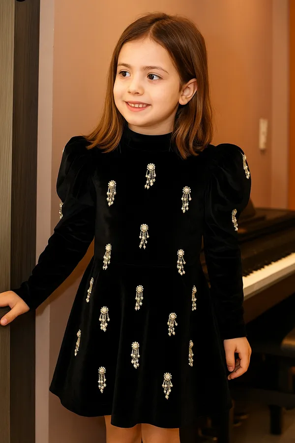 Black_Short_Dress_With_Pearl_Embroidery_Black