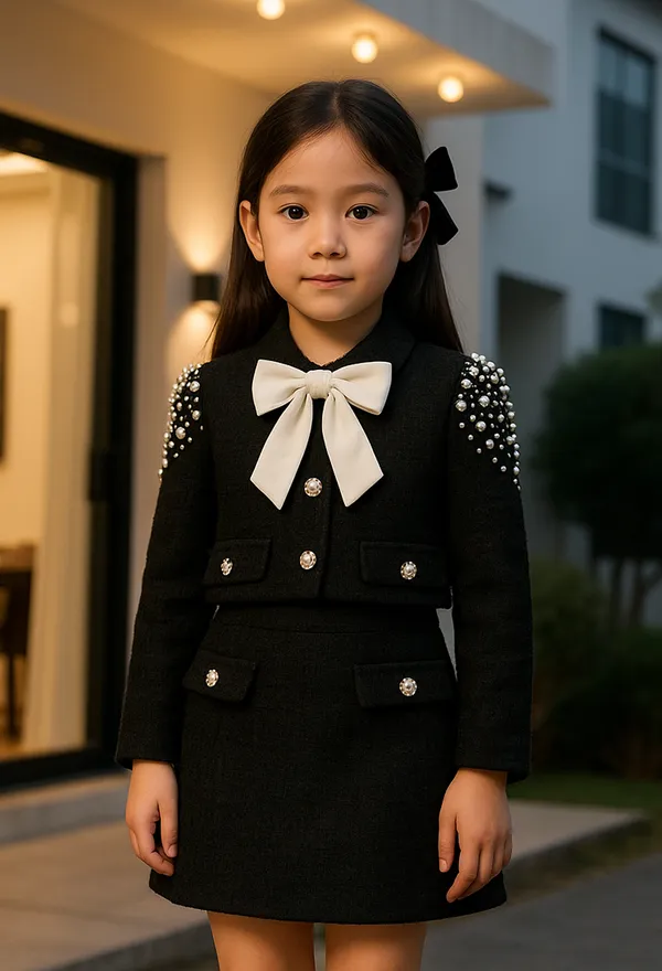 Tweed_Coat_With_Pearl_Hand_Work_N_Skirt_With_Button_Detailing_Black