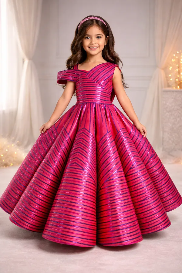 Glossy_Taping_Embllished_Gown_Pink
