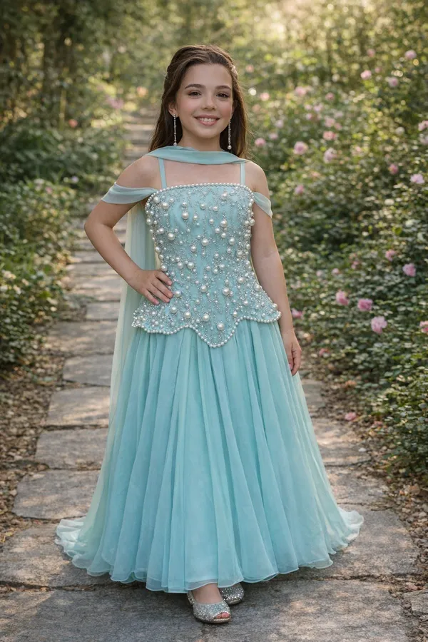 Pearl_Embroidery_Blouse_With_Skirt_Blue