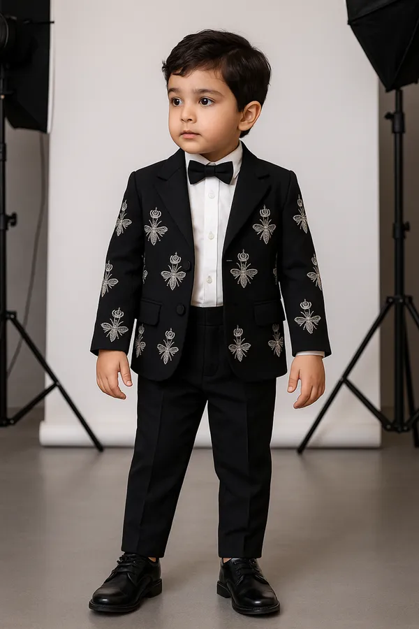 Coat_With_Hand_Embroidery_Shirt_Pant_N_Bow_Included_Black