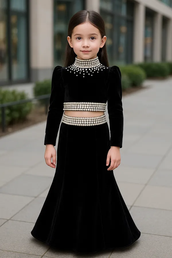 Black_Fish_Cut_Skirt_And_Blouse_Black