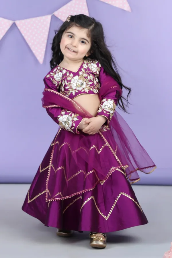 Heavy_Embroidered_Blouse_With_Gota_Lines_Lehenga_And_Chunni_Purple