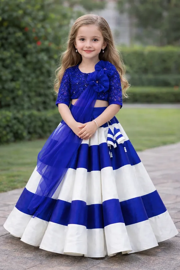Sequence_Hand_Embroidery_Lehenga_With_Heavy_Latkan_Blue