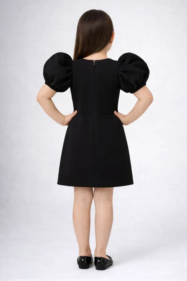 Black_Dress_With_Bow_Detailing_And_Stone_Work_Black
