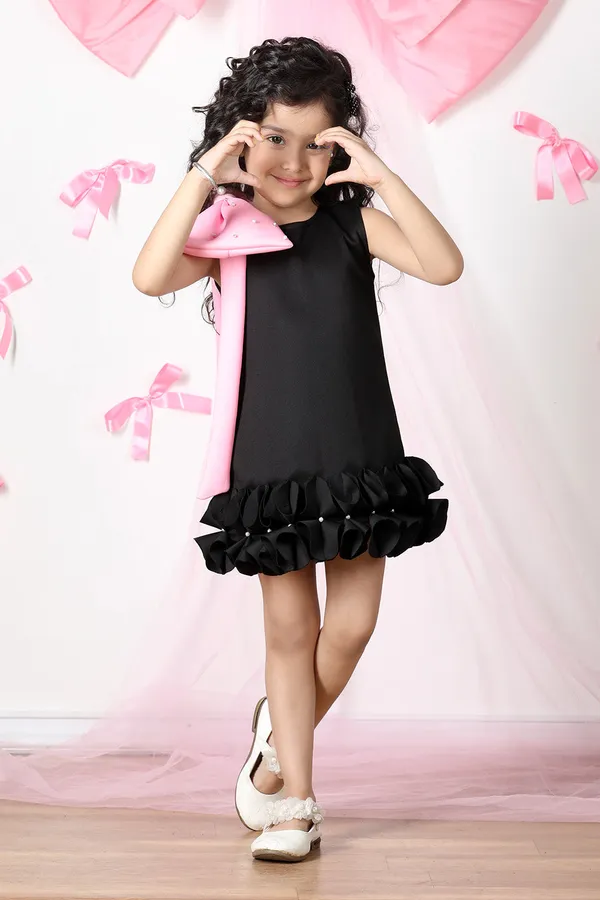 Black_Dress_With_Tulles_And_Bow_Detailing_Black