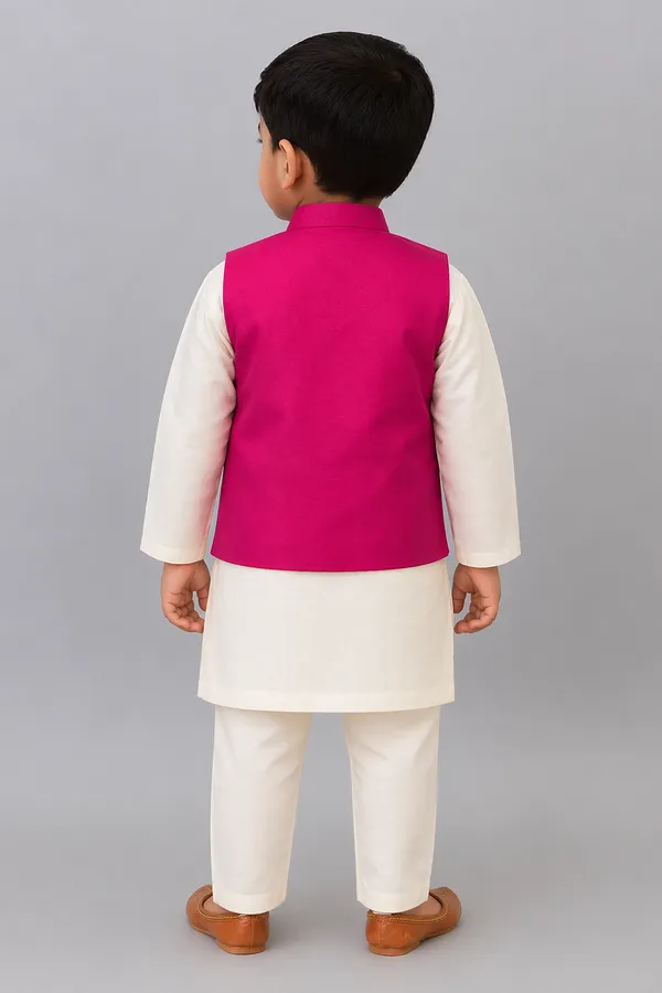 Kurta_Pajama_With_Embroidery_On_Jacket_White_Pink