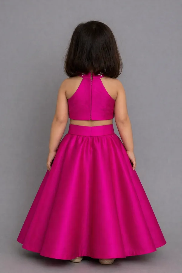 Flared_Lehenga_With_Halter_Hand_Embroidered_Blouse_Pink