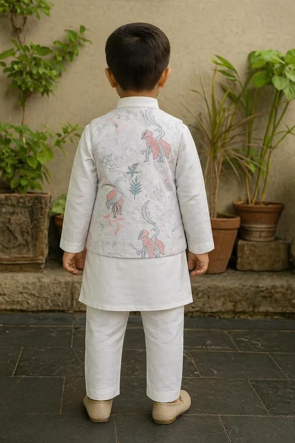 Kurta_Pajama_With_Front_Open_Sleeveless_Jacket_White