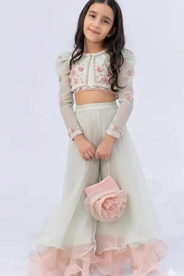 Hand_Embroidery_Top_With_Palazzo_With_Potli_Mint_Green_With_Peach