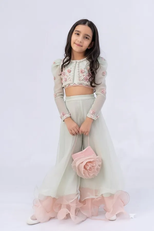 Hand_Embroidery_Top_With_Palazzo_With_Potli_Mint_Green_With_Peach