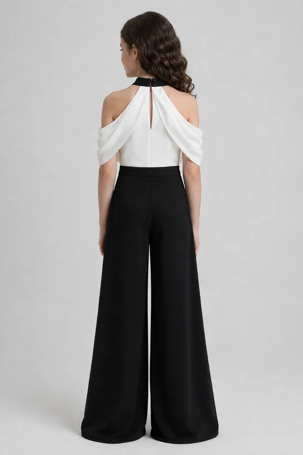 Black_N_White_Jumpsuit_Featuring_A_Draped_Neckline_N_Cold_Shoulder_White_N_Black