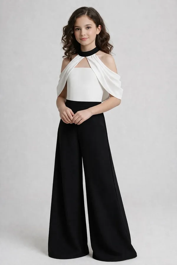 Black_N_White_Jumpsuit_Featuring_A_Draped_Neckline_N_Cold_Shoulder_White_N_Black